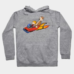 Calvin and Hobbes Riding a Car Hoodie